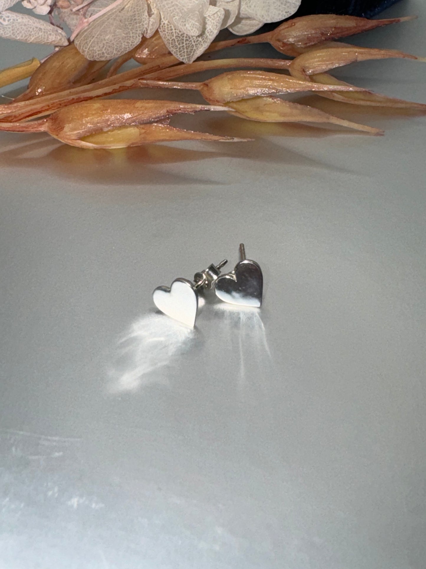 Fine Silver love heart stud earrings, s999, heart earrings, real silver jewellery, high end jewellery, precious metal clay, gift for her.