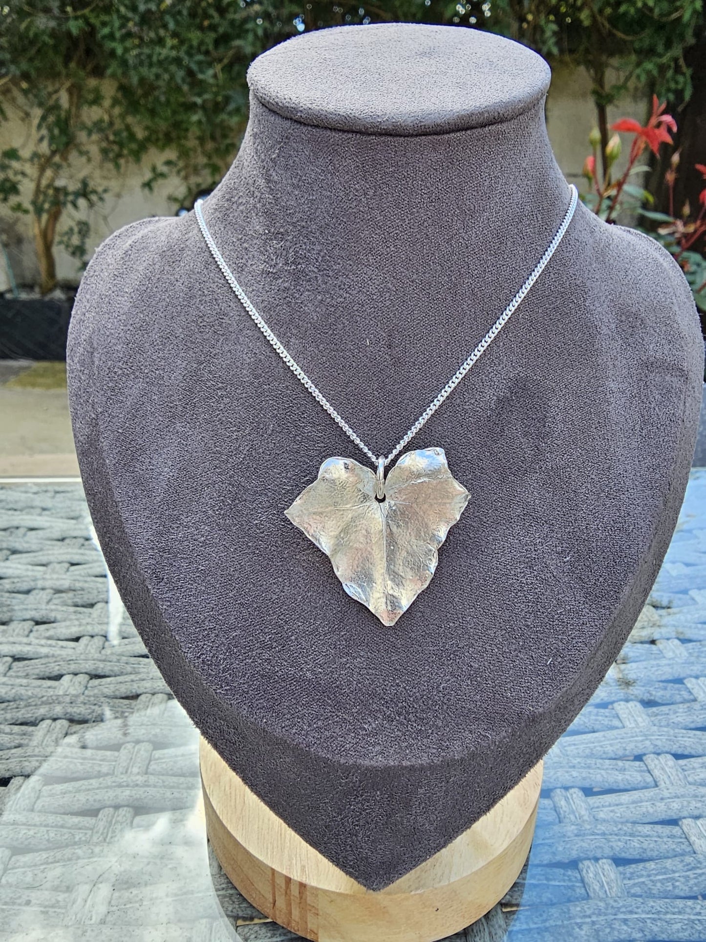 Botanical ivy leaf fine silver necklace