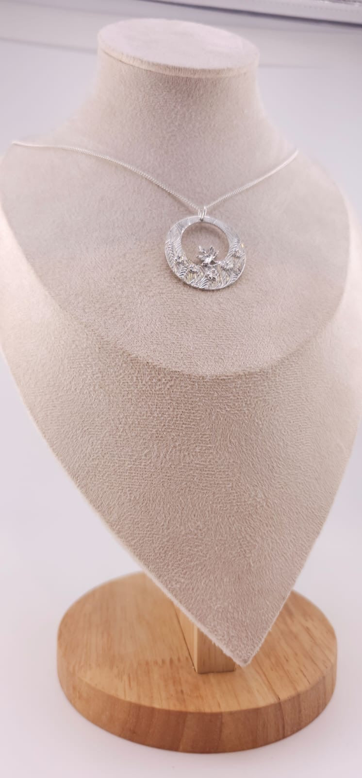 Autumn leaves sterling silver hand crafted pendant