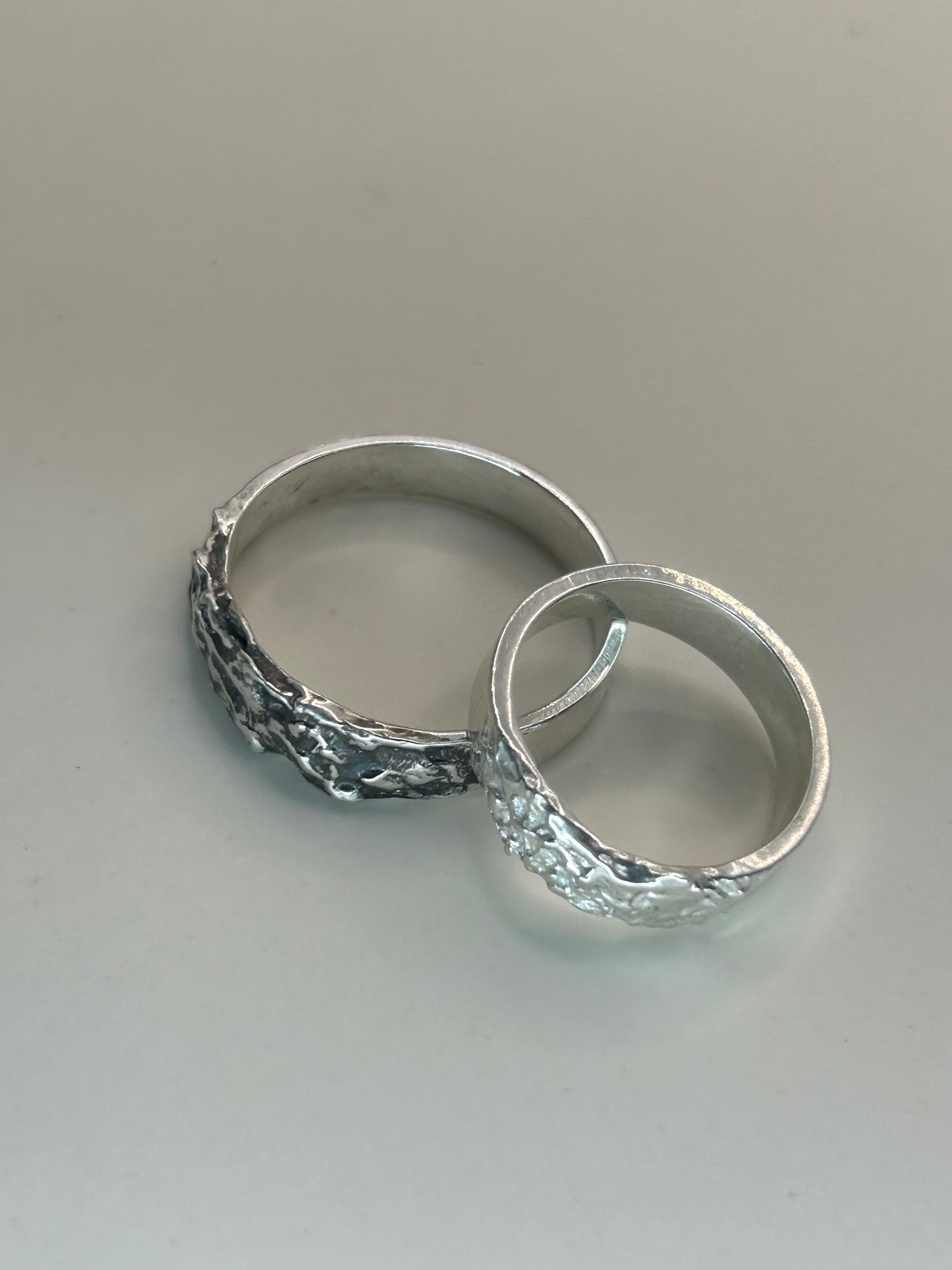 Sterling Silver textured his and hers rings , Sterling silver couples jewellery, romantic gift, matching rings, marriage inspired rings.