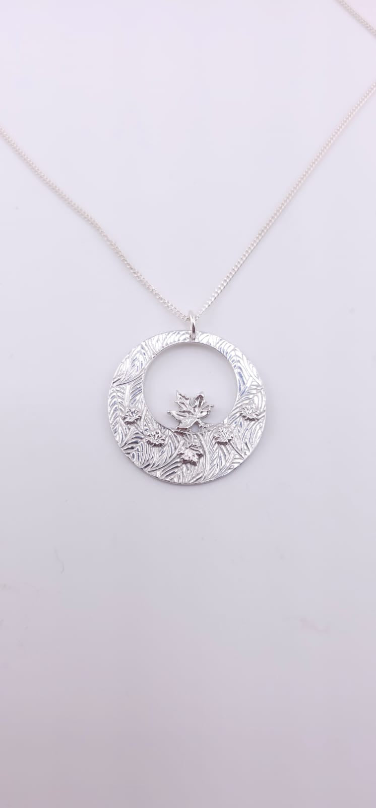 Autumn leaves sterling silver hand crafted pendant