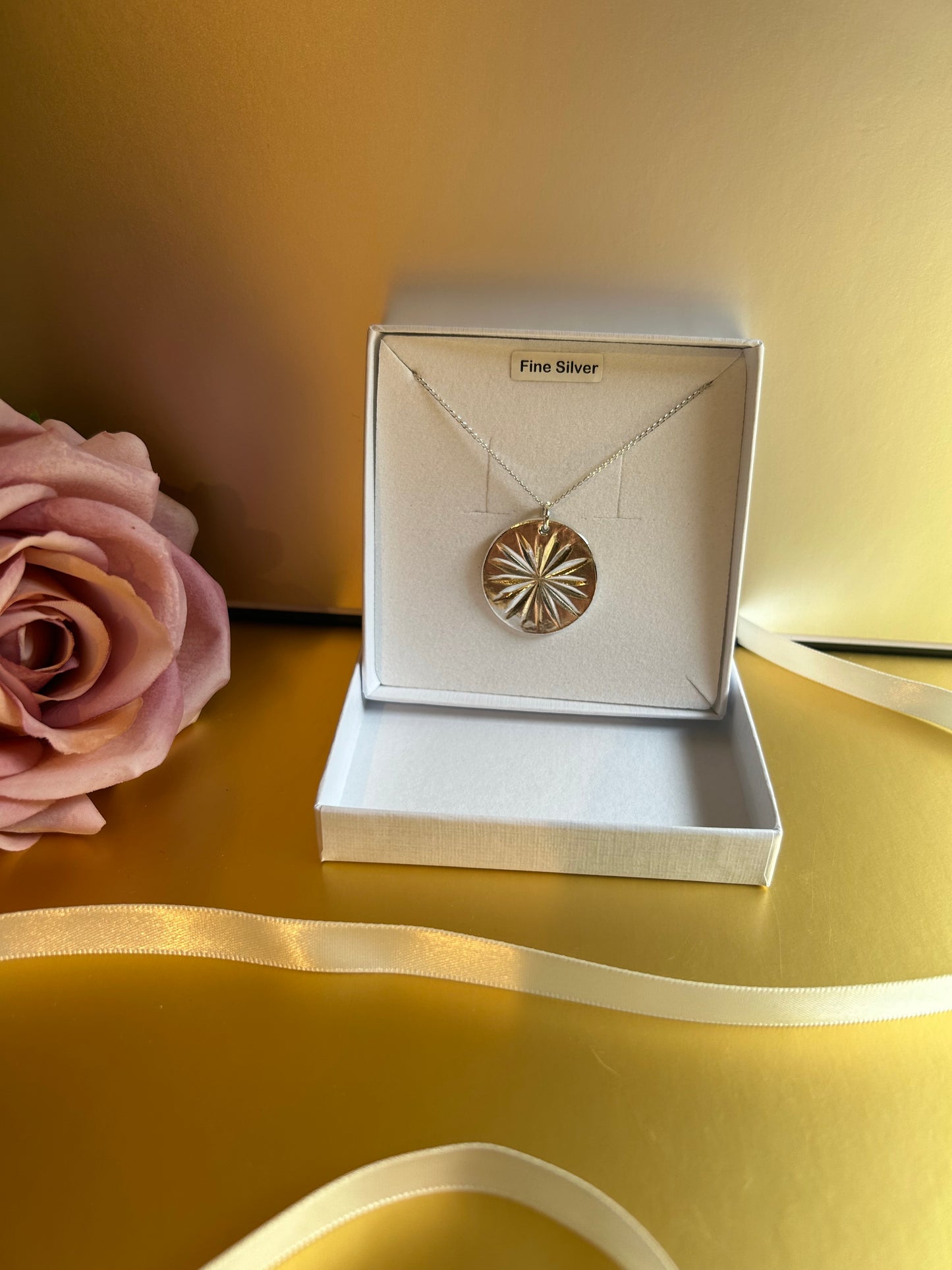 Fine Silver, handmade silver shining bright star pendant, sterling silver chain, romantic necklace, star design jewellery, elegant jewelry.