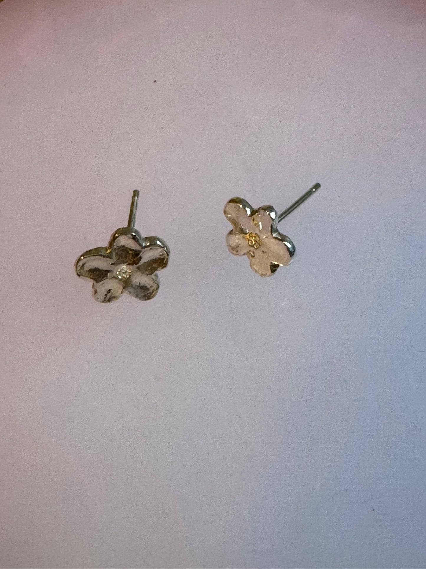 Organic Fine Silver forget me not stud earrings, floral forget me not earrings, real silver jewellery, botanical jewellery, gift for her