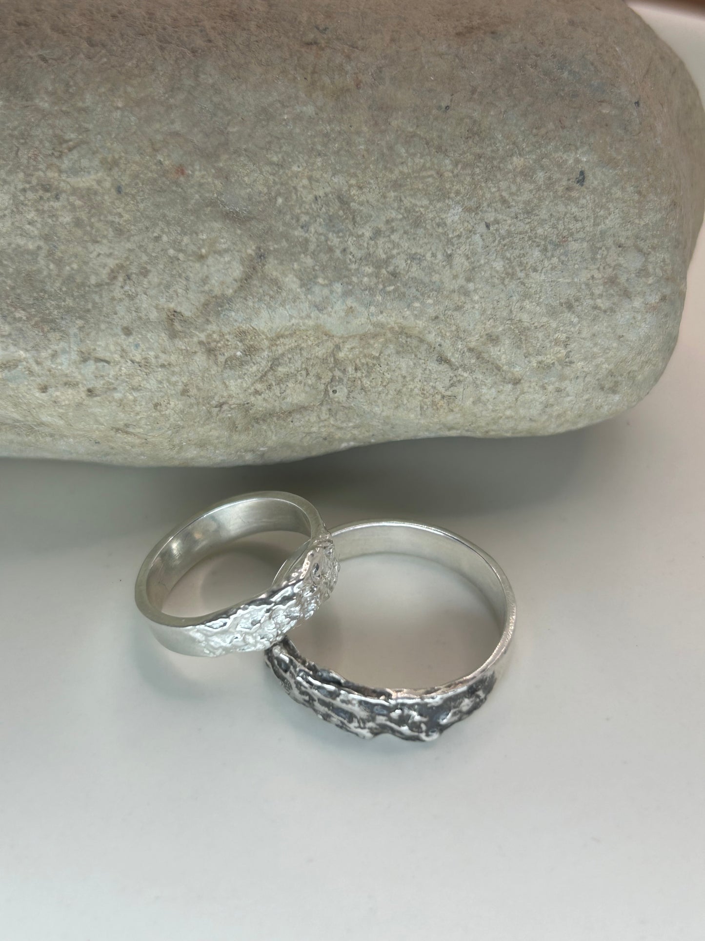Sterling Silver textured his and hers rings , Sterling silver couples jewellery, romantic gift, matching rings, marriage inspired rings.