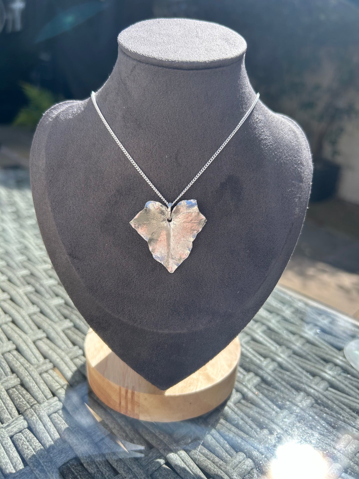 Botanical ivy leaf fine silver necklace