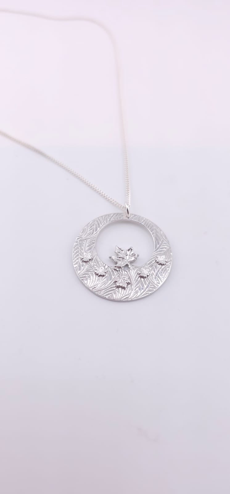 Autumn leaves sterling silver hand crafted pendant