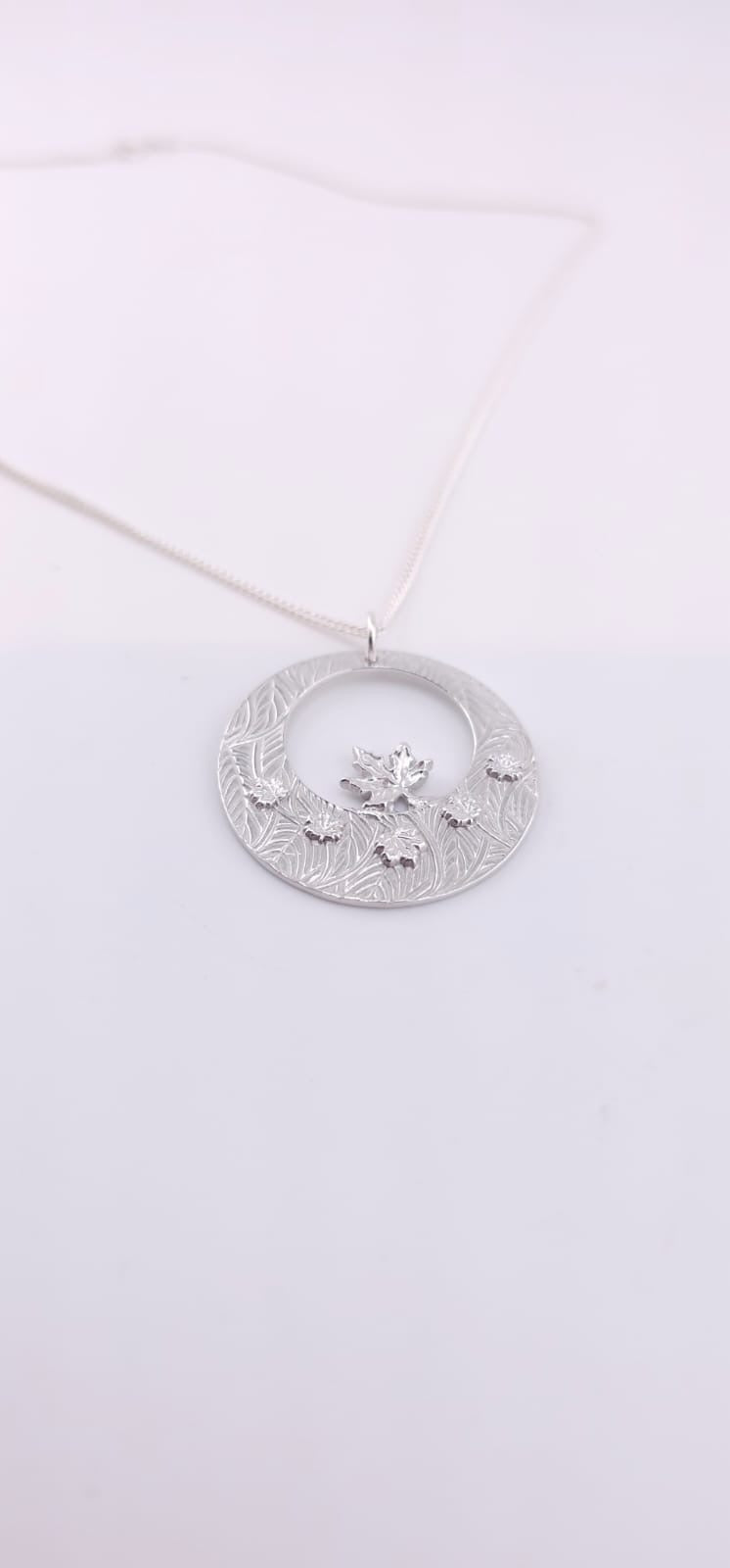 Autumn leaves sterling silver hand crafted pendant