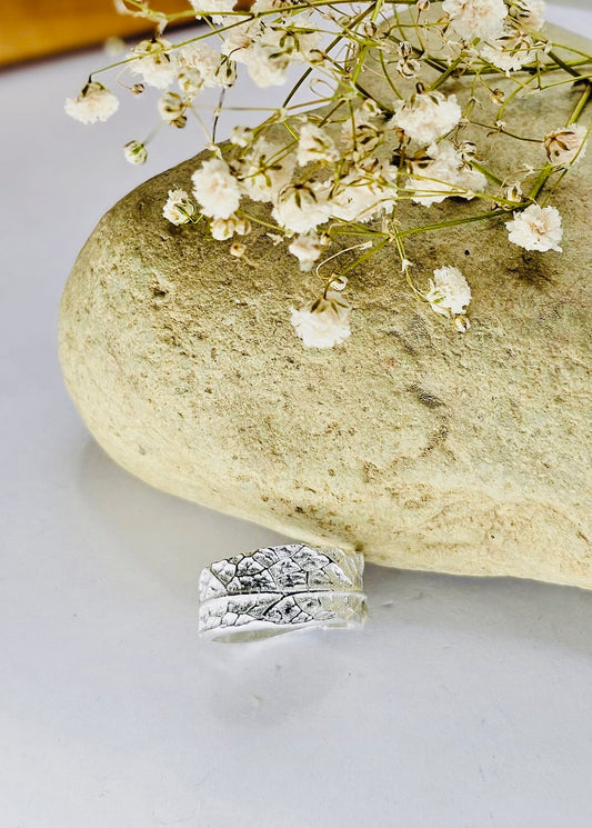 Sterling Silver textured sage leaf ring , Sterling silver jewellery, botanical jewelry, woodland jewellery, nature inspired gift, mystical