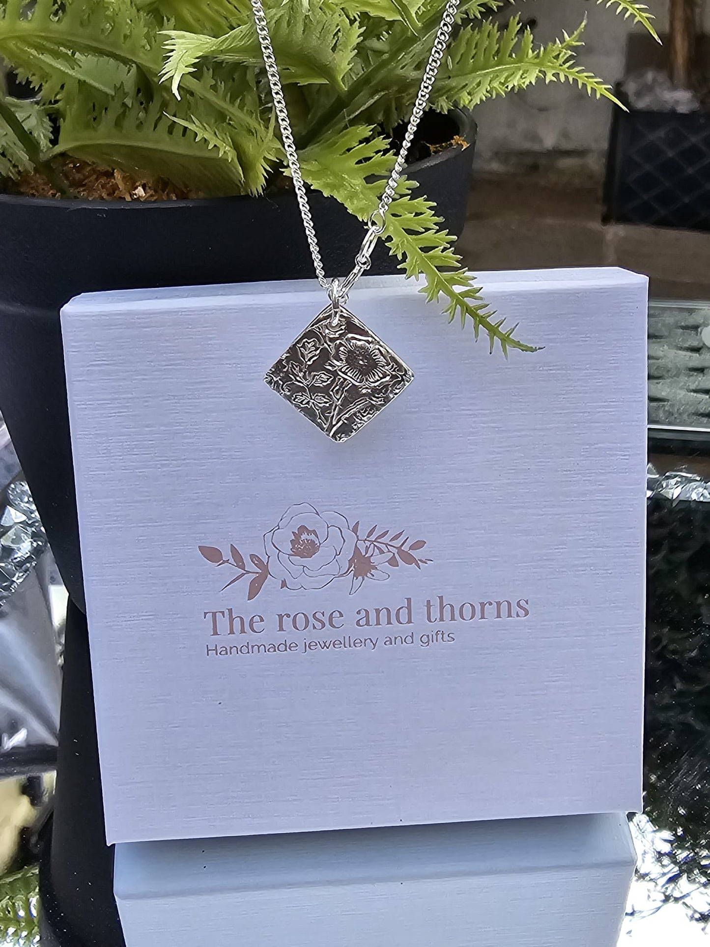 Carnation garden fine silver necklace