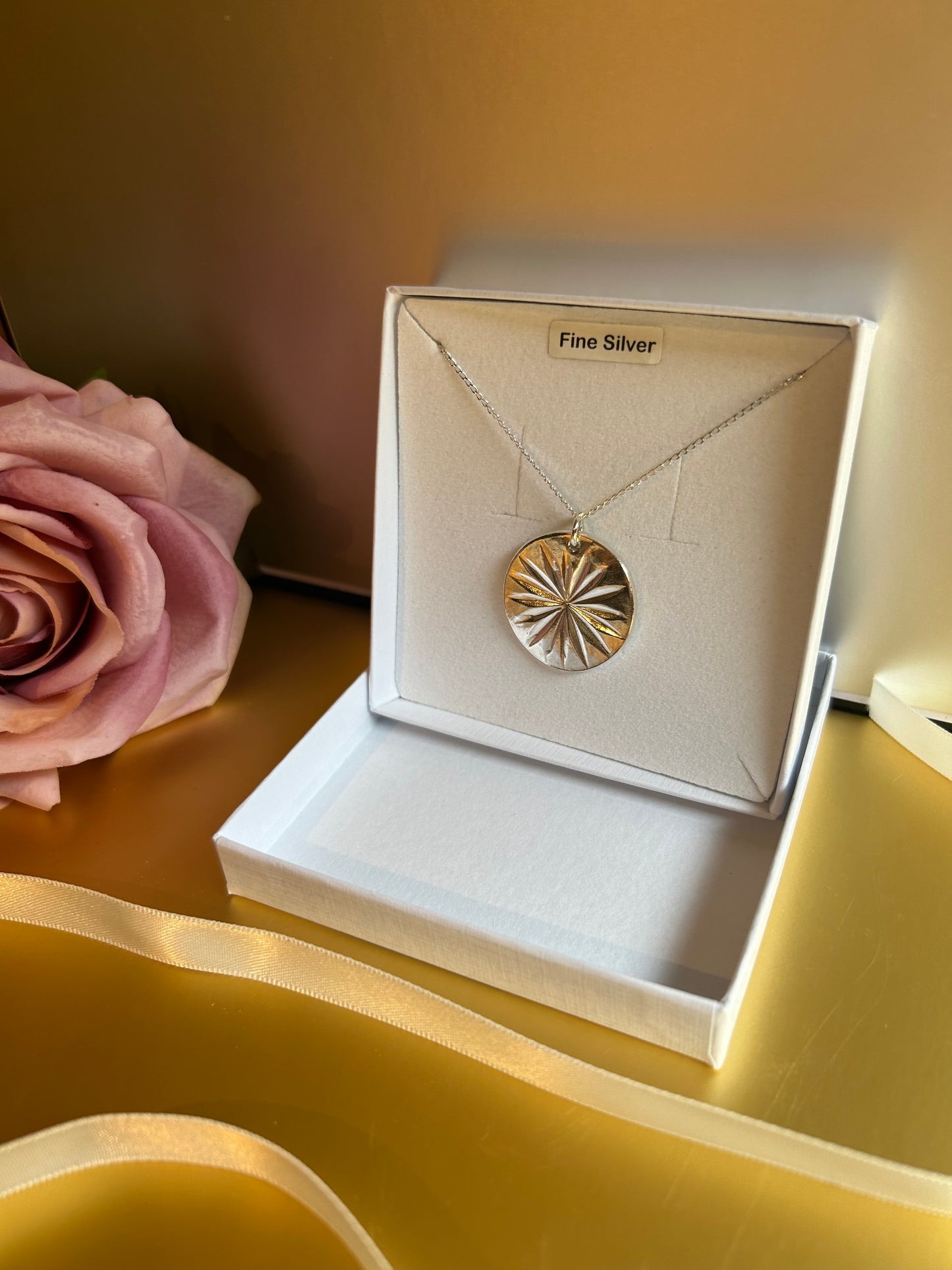 Fine Silver, handmade silver shining bright star pendant, sterling silver chain, romantic necklace, star design jewellery, elegant jewelry.