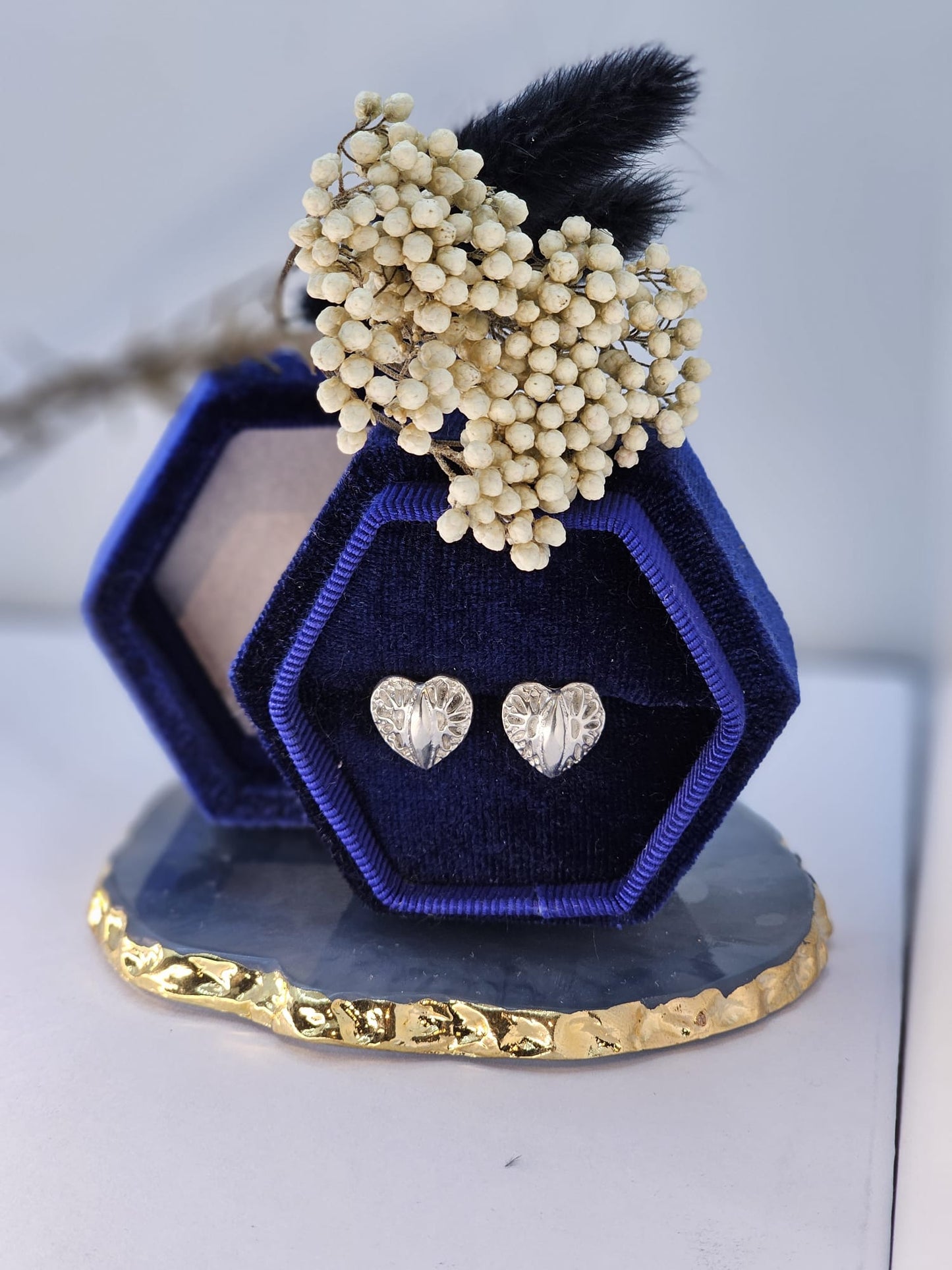Fine Silver textured chunky heart stud earrings, s999 real silver jewellery, high end silver jewellery, precious metal clay, gift for her.
