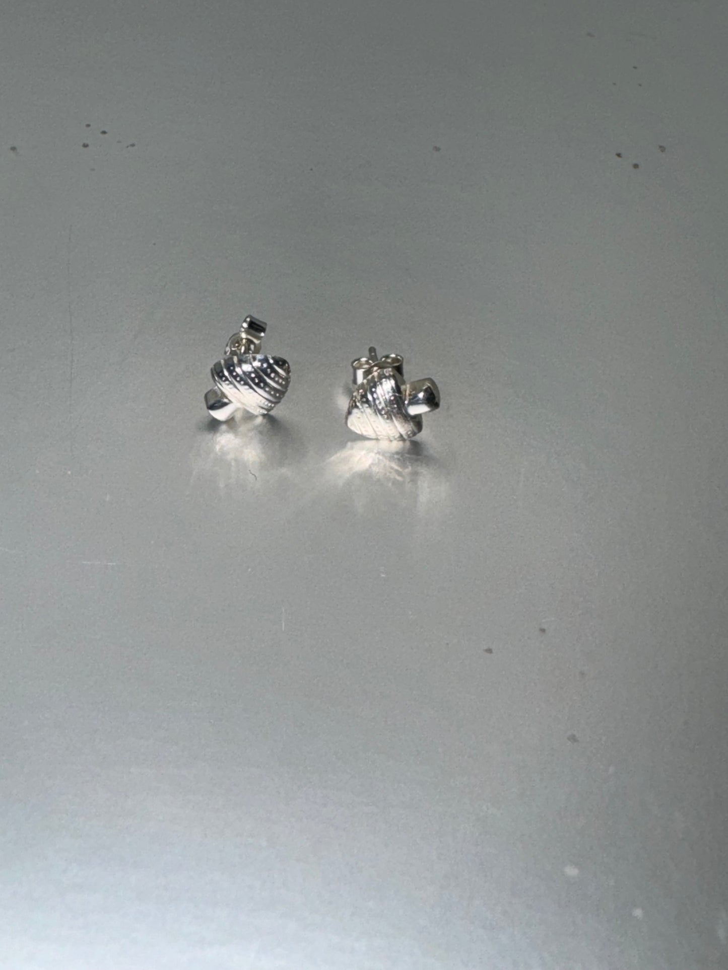 Fine Silver textured mushroom stud earrings, s999 silver, real silver jewellery, high end jewellery, precious metal clay, gift for her.