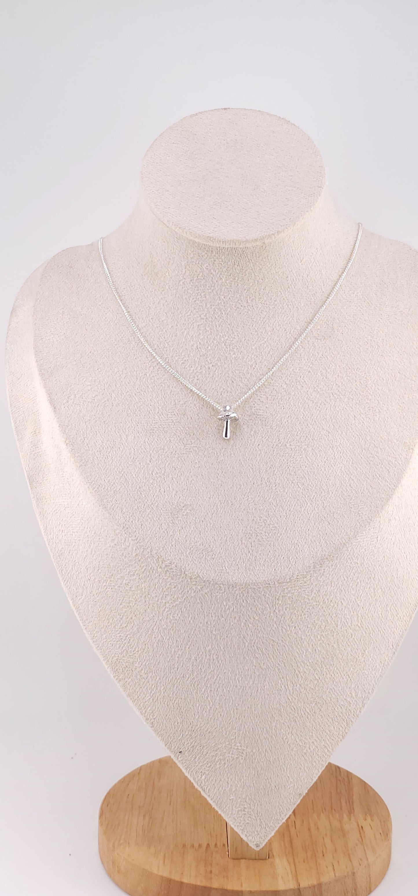 Sterling silver dainty forest mushroom necklace. Woodland vibe pendant