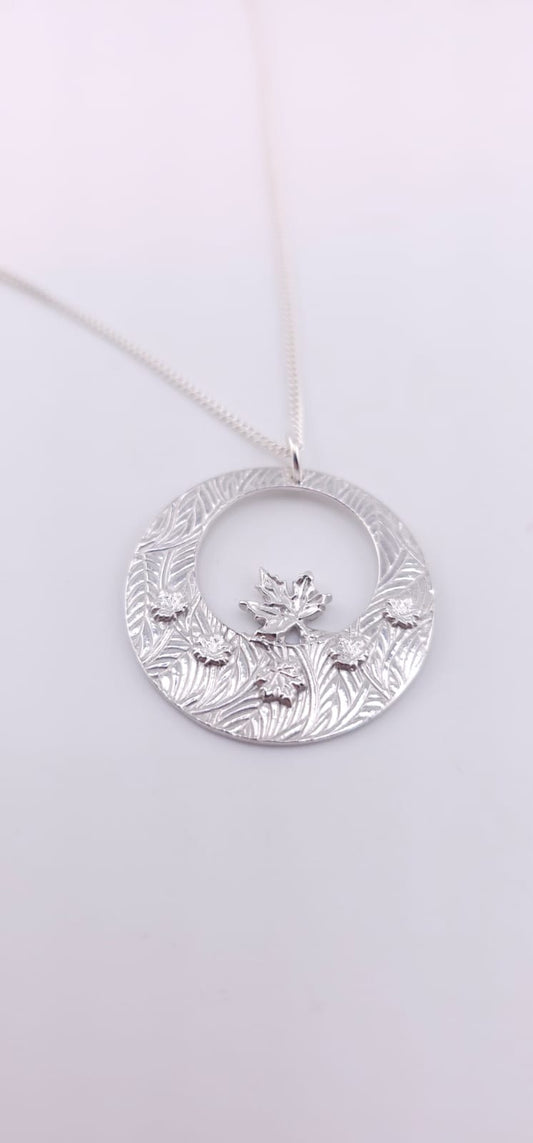 Autumn leaves sterling silver hand crafted pendant