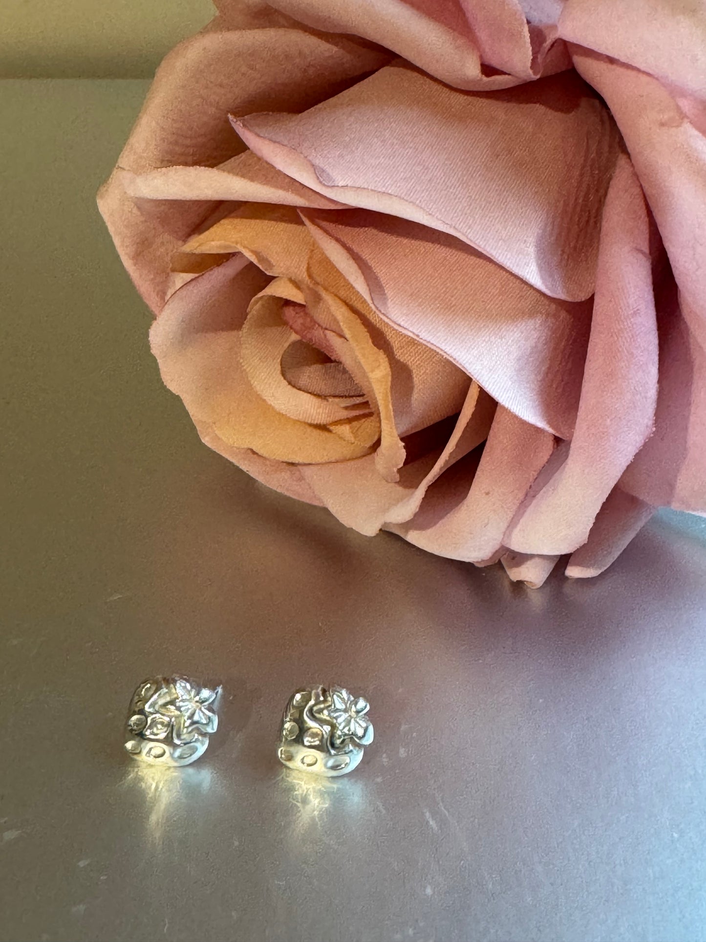 Fine Silver cute chunky strawberry stud earrings, s999 real silver jewellery, high end silver jewellery, precious metal clay, gift for her.