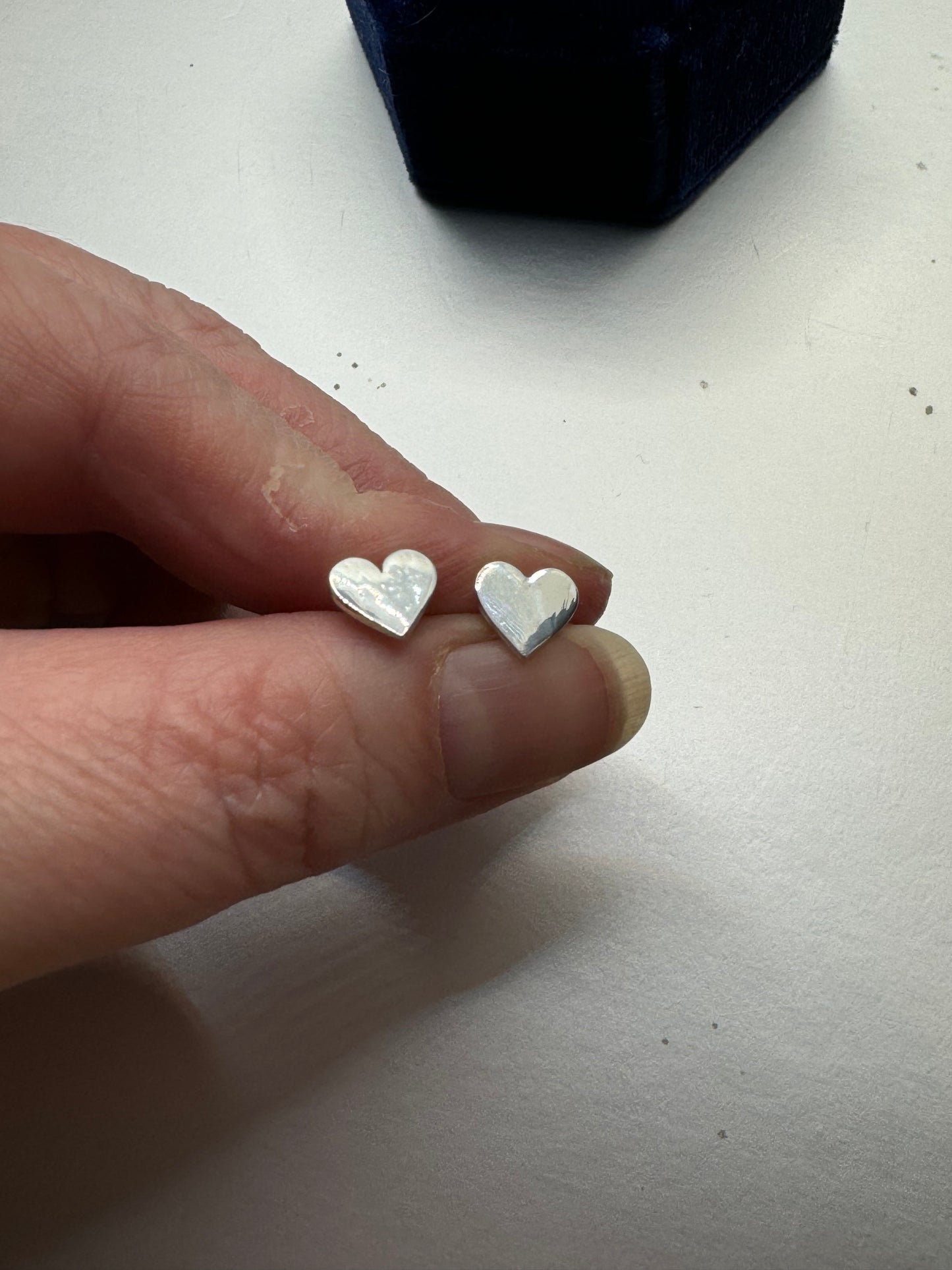 Fine Silver love heart stud earrings, s999, heart earrings, real silver jewellery, high end jewellery, precious metal clay, gift for her.
