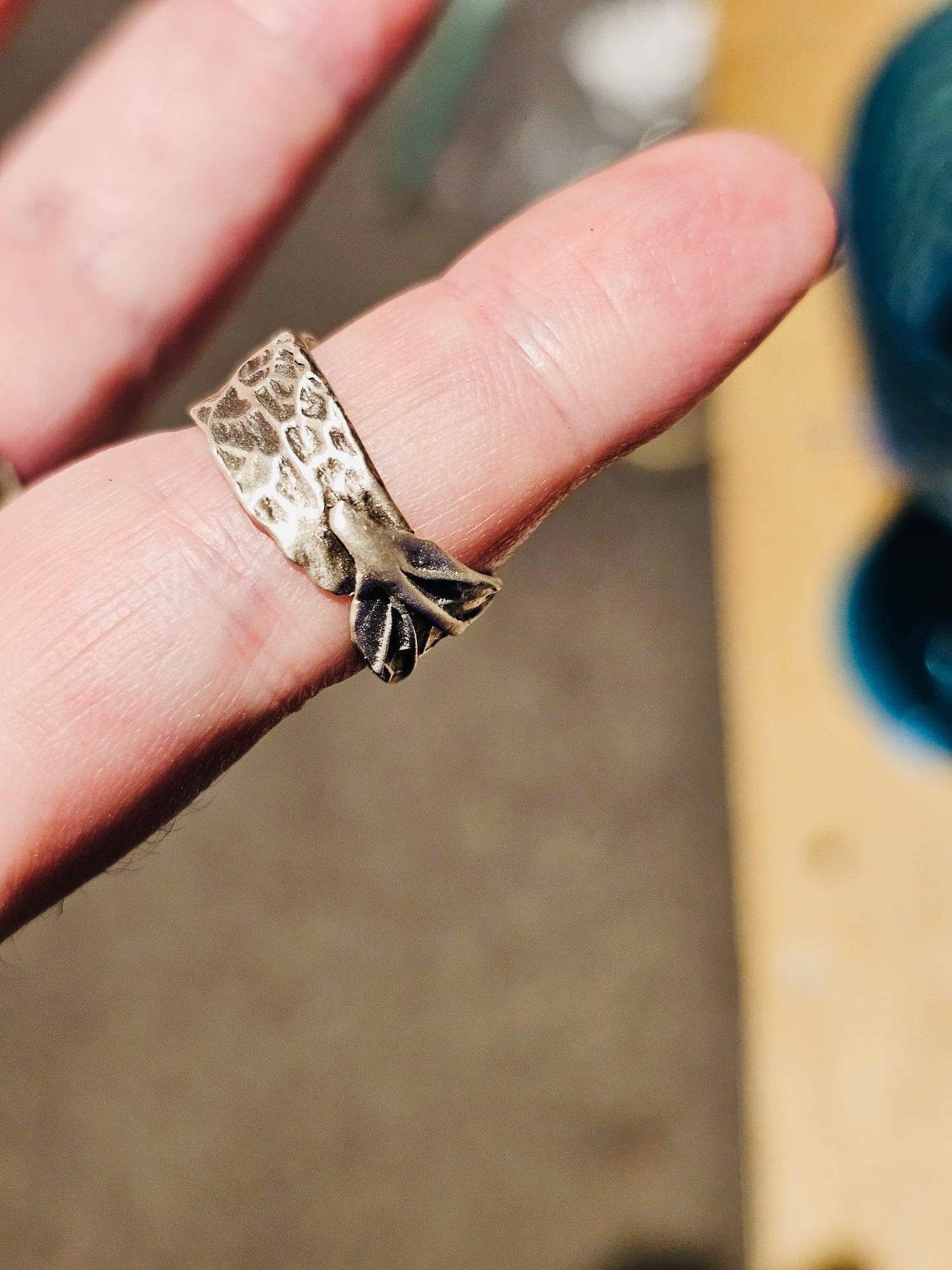 Sterling Silver textured sage leaf ring , Sterling silver jewellery, botanical jewelry, woodland jewellery, nature inspired gift, mystical