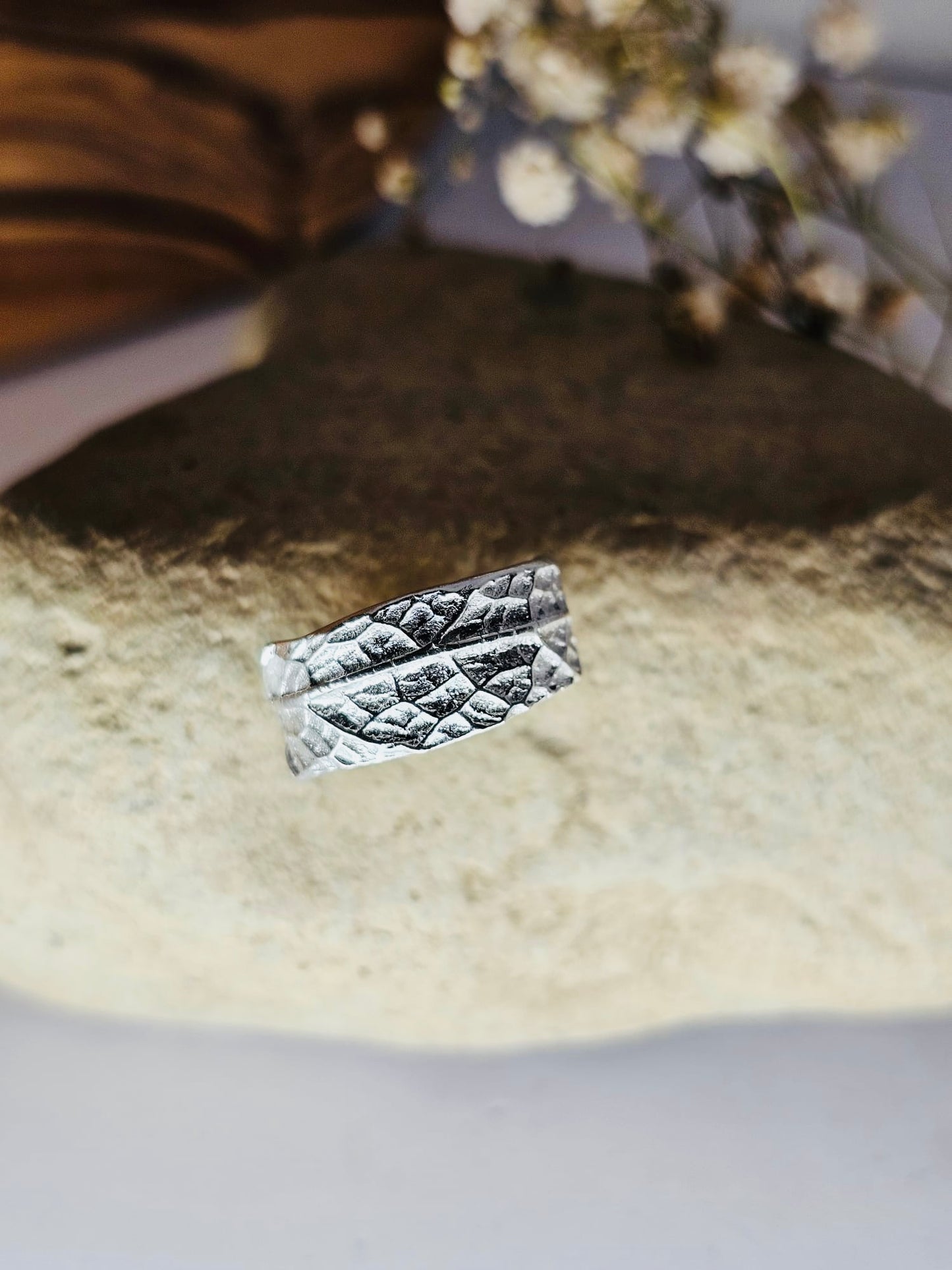 Sterling Silver textured sage leaf ring , Sterling silver jewellery, botanical jewelry, woodland jewellery, nature inspired gift, mystical